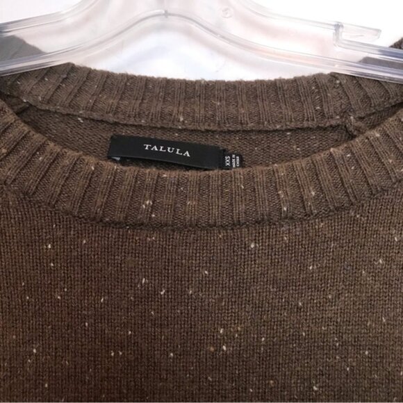 Aritzia TALULA Cashmere Wool Crew Neck Side Slits Speckled Relaxed Sweater Knit - Picture 4 of 14